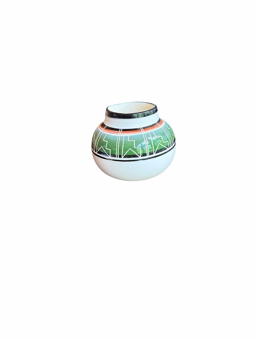 1980s Ute Mountain Tribe Artisan C. Lopez Southwest Seed Pot-Style Ceramic Vase‎ - Picture 2 of 5
